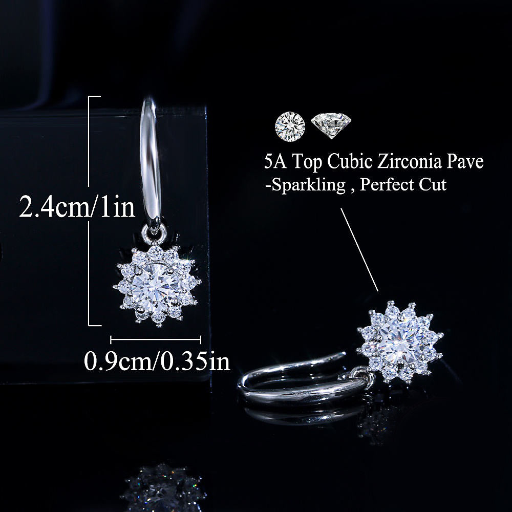 Exquisite Fine Jewelry White Gold Filled S925 Sterling Silver Hypoallergenic Dangle Hook Earrings for Women Daily Wear
