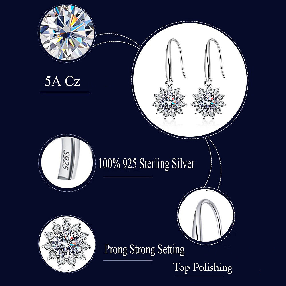 Exquisite Fine Jewelry White Gold Filled S925 Sterling Silver Hypoallergenic Dangle Hook Earrings for Women Daily Wear