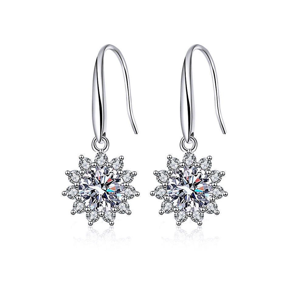 Exquisite Fine Jewelry White Gold Filled S925 Sterling Silver Hypoallergenic Dangle Hook Earrings for Women Daily Wear