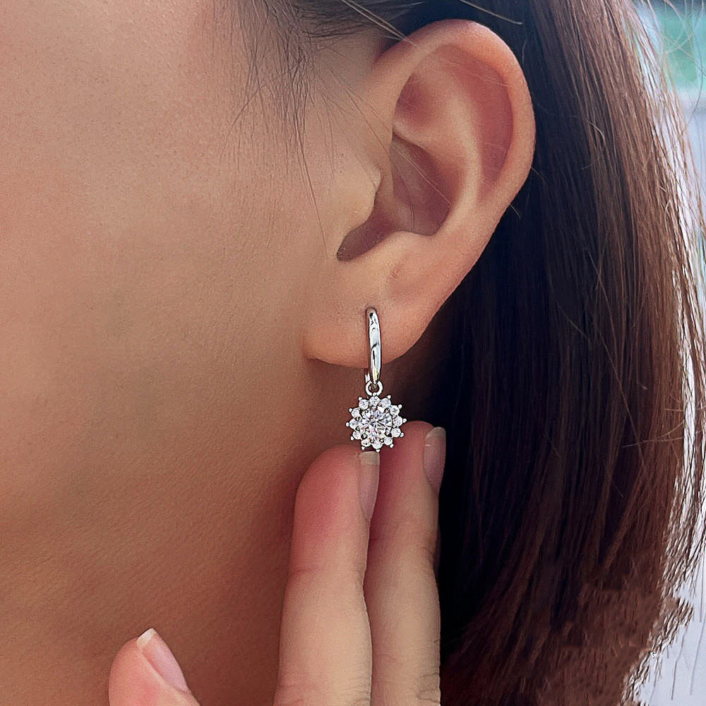 Exquisite Fine Jewelry White Gold Filled S925 Sterling Silver Hypoallergenic Dangle Hook Earrings for Women Daily Wear