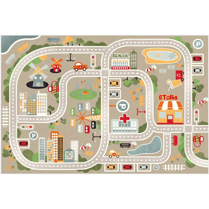 City Life Great for Playing with Cars and Toys Floor Mats Flannel Baby Play Mat Kids Carpet Playmat Rug