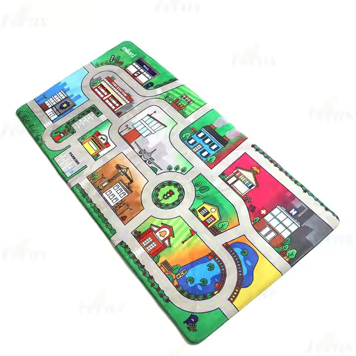 City Life Great for Playing with Cars and Toys Floor Mats Flannel Baby Play Mat Kids Carpet Playmat Rug