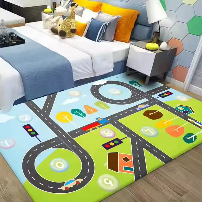 City Life Great for Playing with Cars and Toys Floor Mats Flannel Baby Play Mat Kids Carpet Playmat Rug