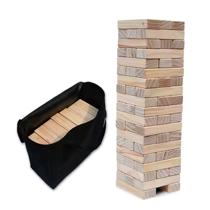 58 Piece Wooden Educational Block Game Indoor Outdoor Game Big Game Hunters Giant Tumble Towers Toys for Kids Adults