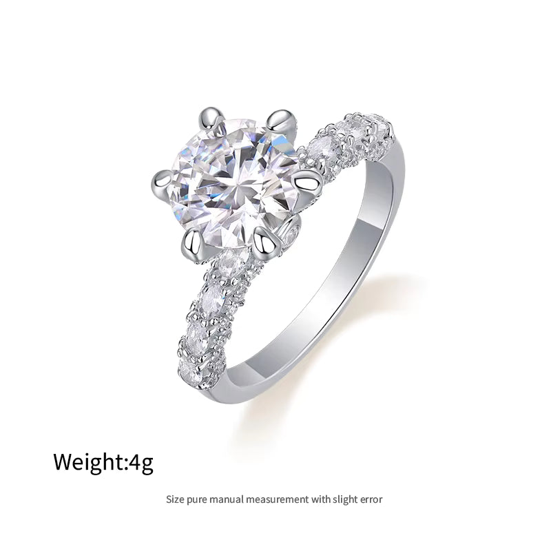 1ct–5ct Moissanite Engagement Ring in S925 Sterling Silver – Heart & Star Designs