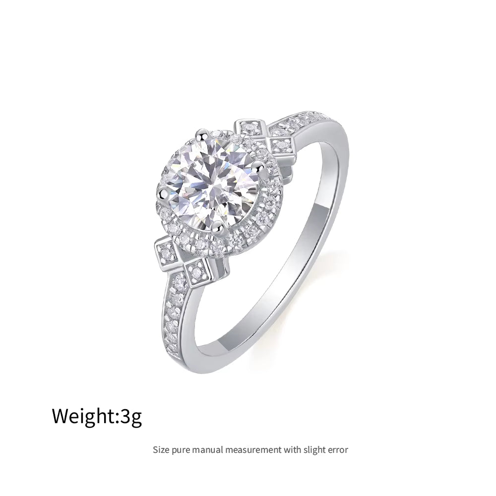 1ct–5ct Moissanite Engagement Ring in S925 Sterling Silver – Heart & Star Designs