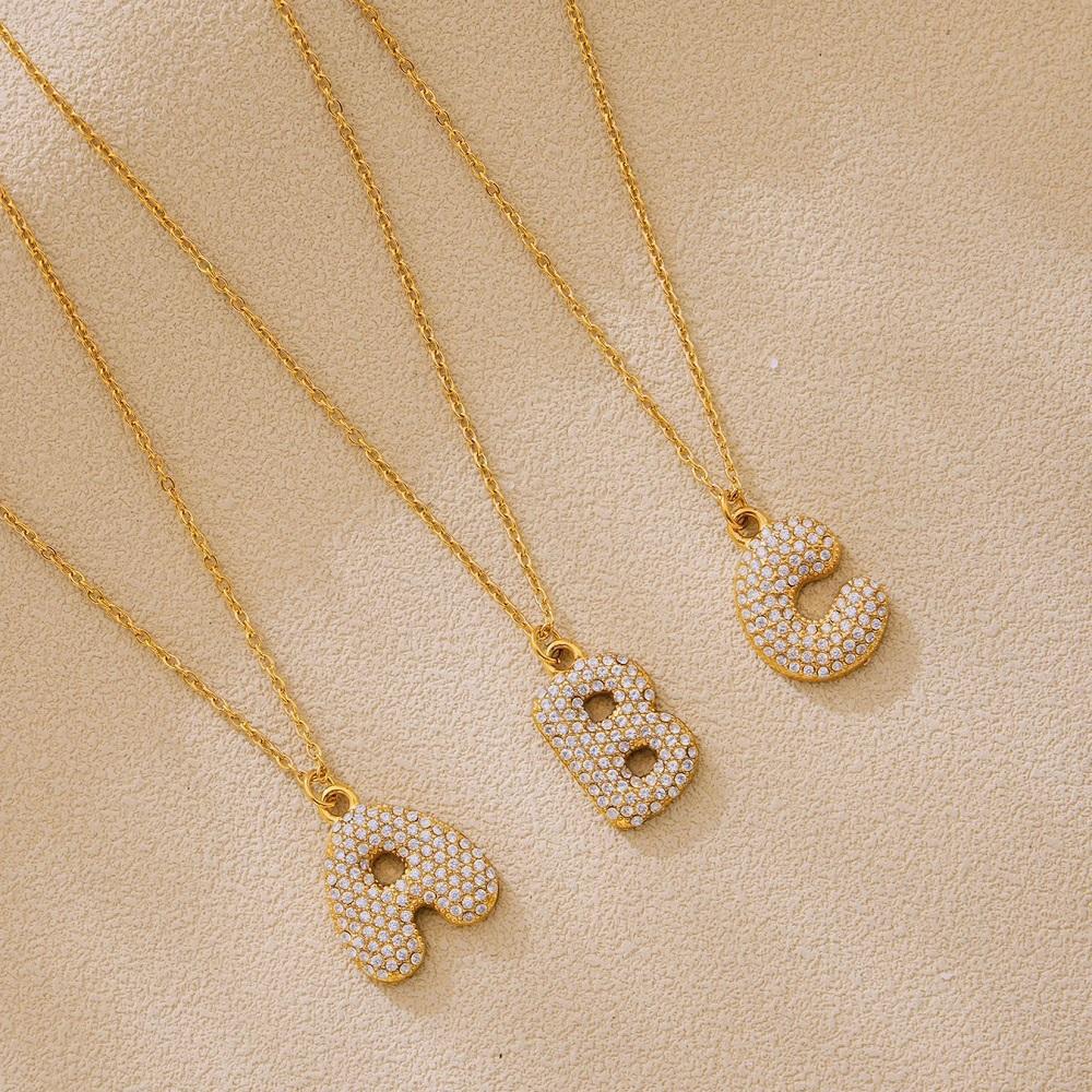 18K Gold Plated Mini Zircon Alphabet Pendant Necklace – A–Z Initial Necklace for Women