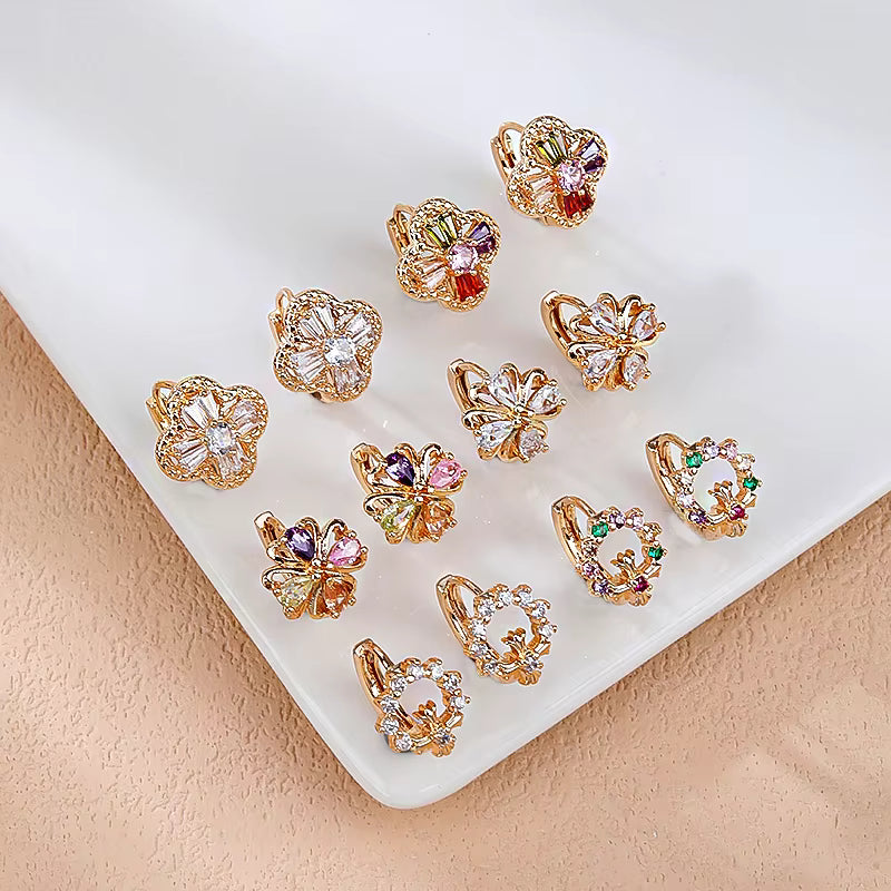18K Gold Plated Fancy Small Earrings – Elegant Fashion Jewelry for Women and Girls