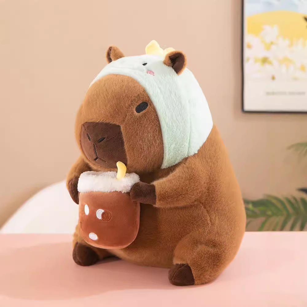 Boba Milk Tea Capybara Plush Doll – Soft Stuffed Animal Toy for Kids