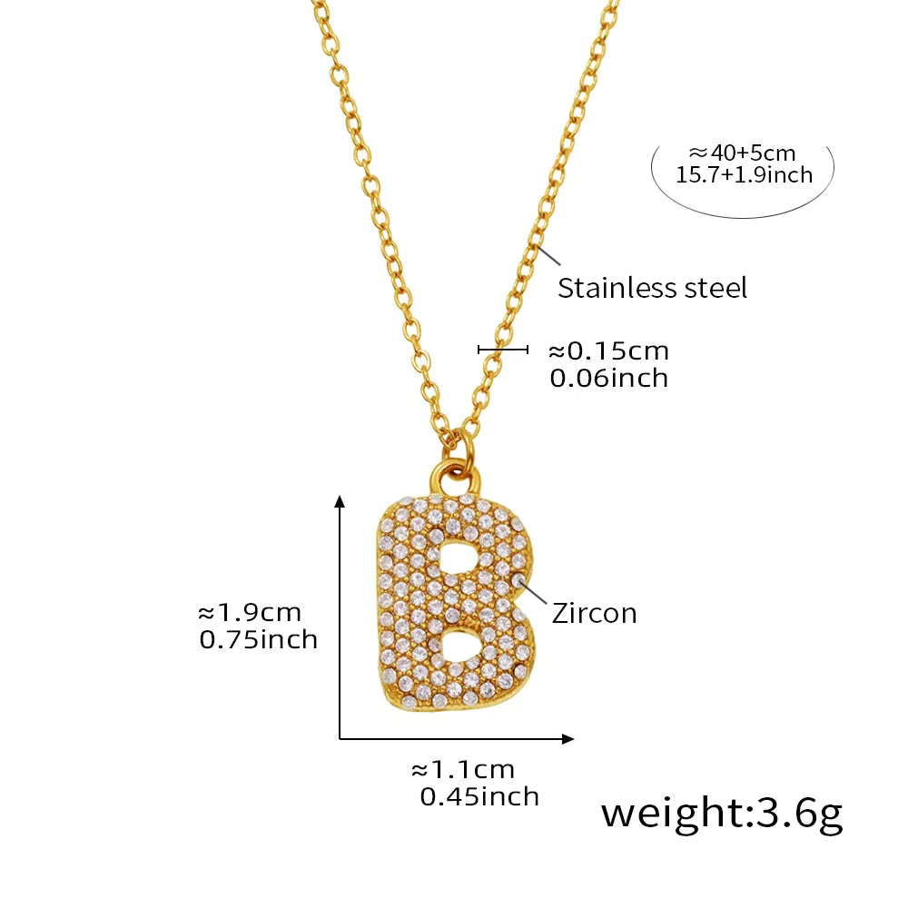 18K Gold Plated Mini Zircon Alphabet Pendant Necklace – A–Z Initial Necklace for Women