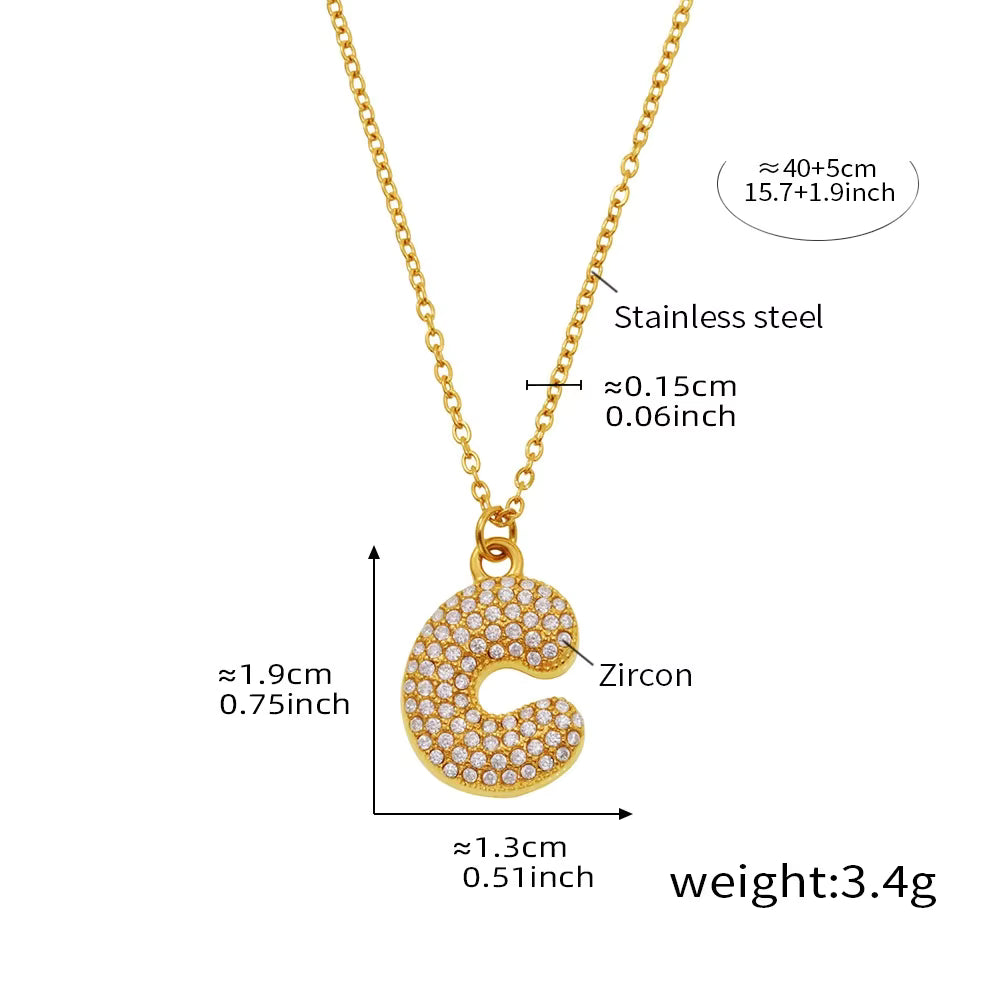 18K Gold Plated Mini Zircon Alphabet Pendant Necklace – A–Z Initial Necklace for Women