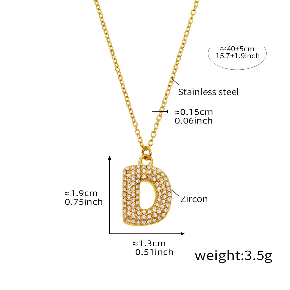 18K Gold Plated Mini Zircon Alphabet Pendant Necklace – A–Z Initial Necklace for Women