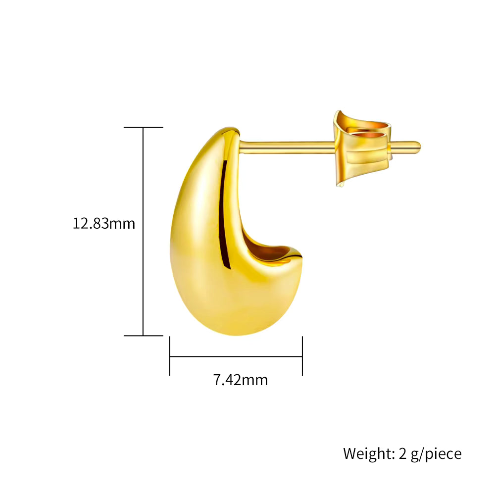 Trendy Gold-Plated Waterdrop Stud Earrings – Tarnish-Free Stainless Steel