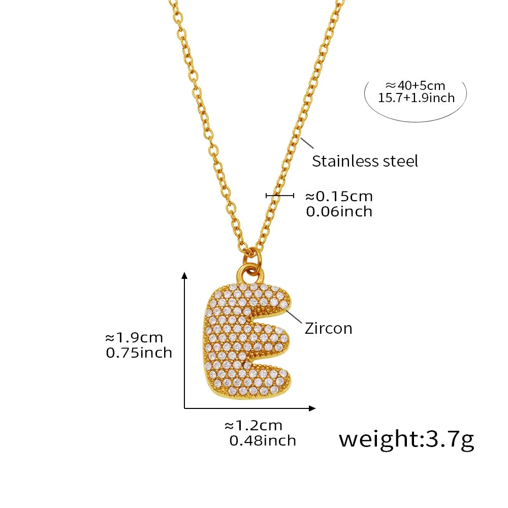 18K Gold Plated Mini Zircon Alphabet Pendant Necklace – A–Z Initial Necklace for Women