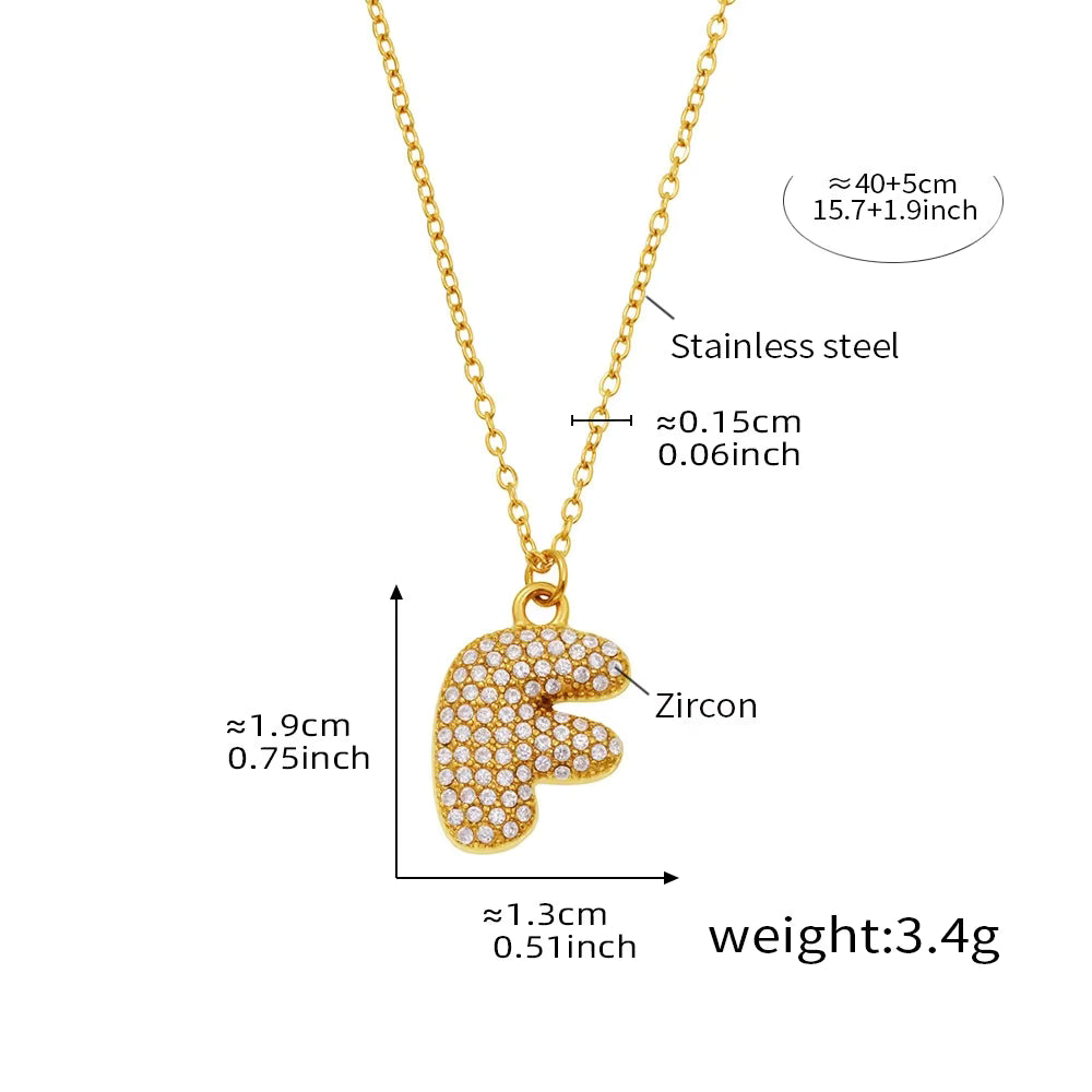18K Gold Plated Mini Zircon Alphabet Pendant Necklace – A–Z Initial Necklace for Women
