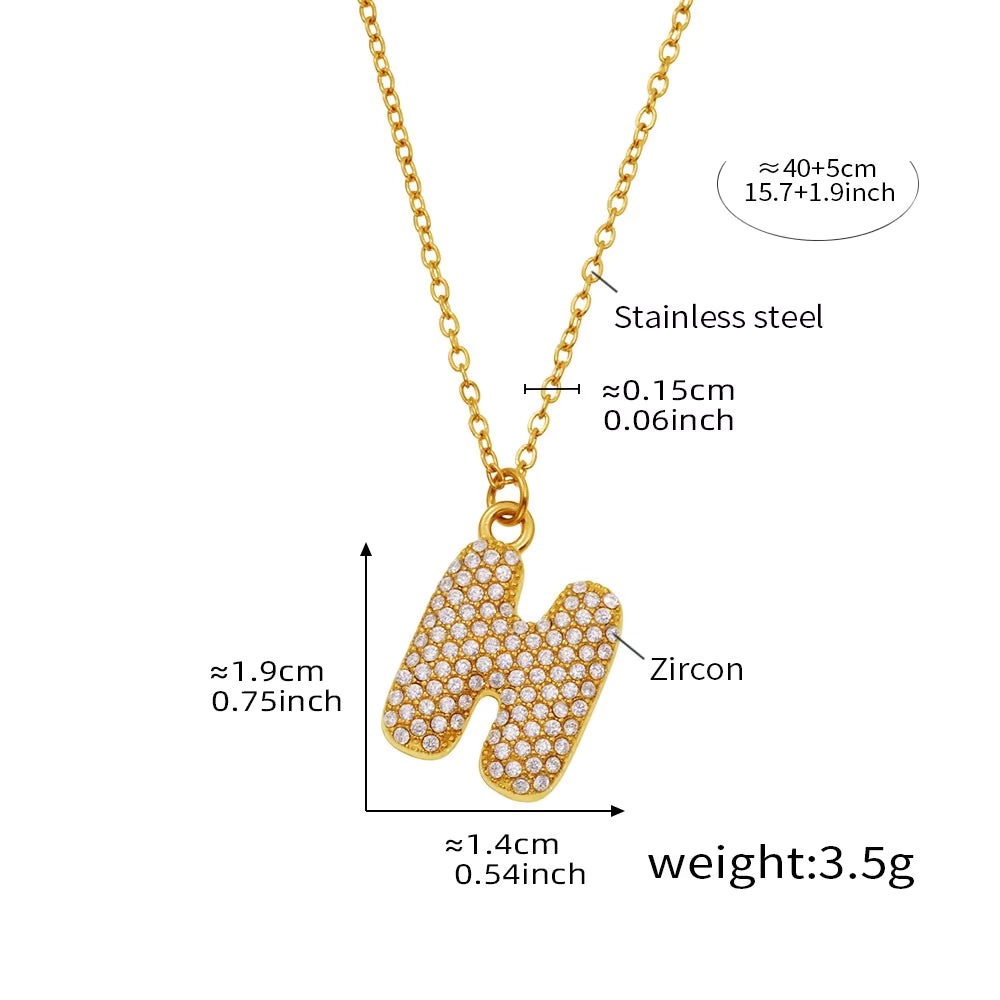 18K Gold Plated Mini Zircon Alphabet Pendant Necklace – A–Z Initial Necklace for Women