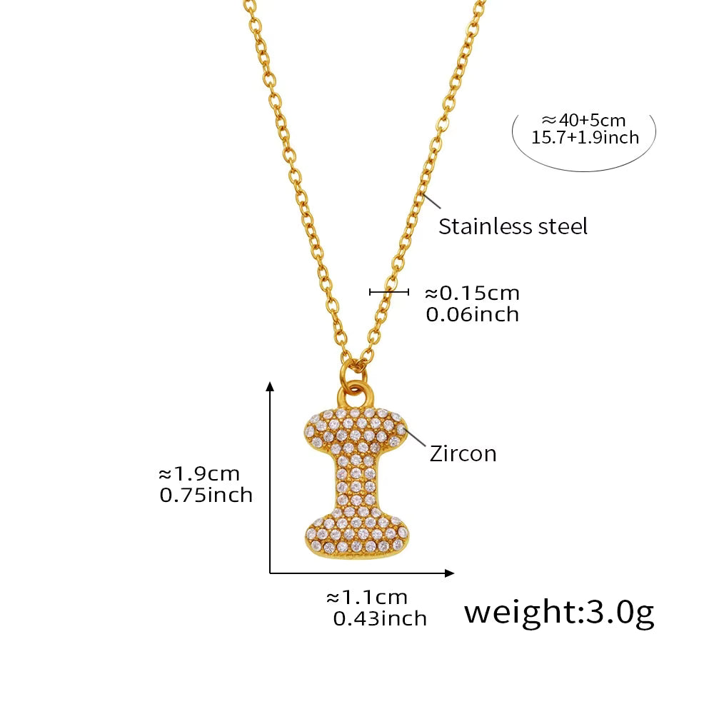 18K Gold Plated Mini Zircon Alphabet Pendant Necklace – A–Z Initial Necklace for Women
