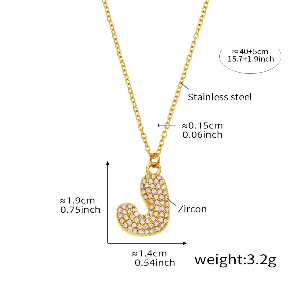18K Gold Plated Mini Zircon Alphabet Pendant Necklace – A–Z Initial Necklace for Women