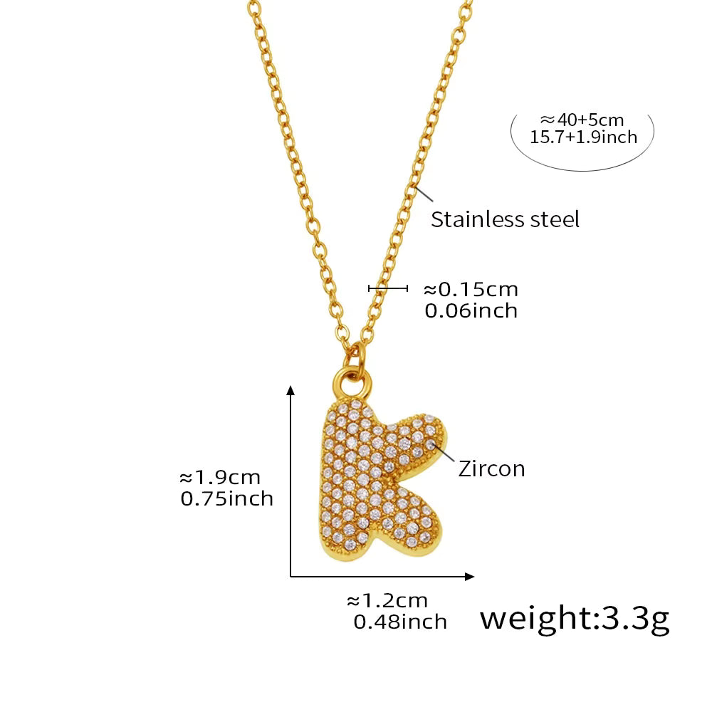 18K Gold Plated Mini Zircon Alphabet Pendant Necklace – A–Z Initial Necklace for Women