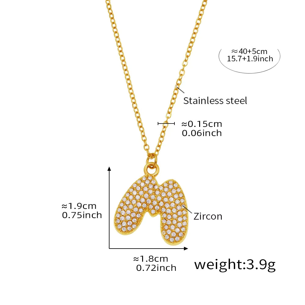 18K Gold Plated Mini Zircon Alphabet Pendant Necklace – A–Z Initial Necklace for Women