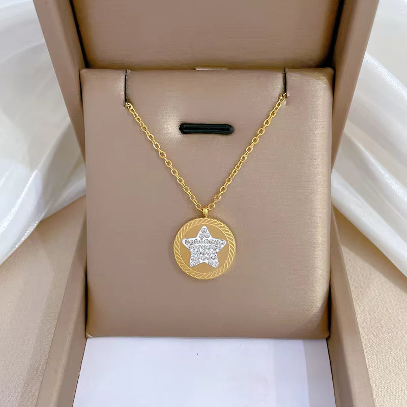 Hot Selling Statement Gold Stainless Steel Heart Butterfly Pendant Necklace