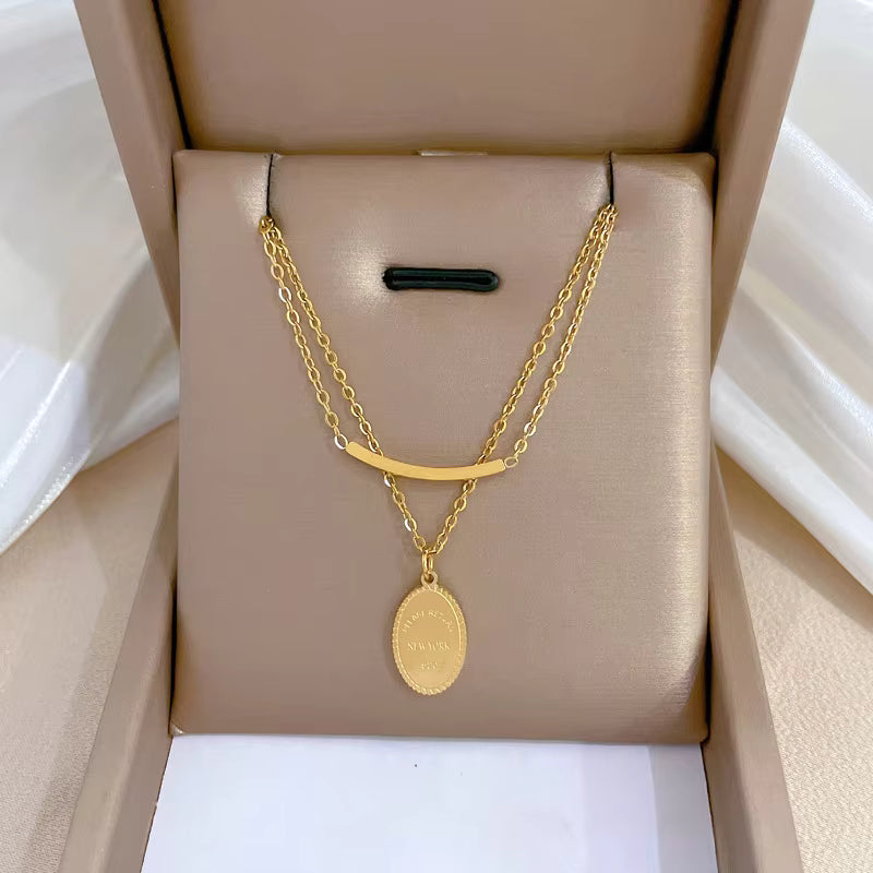 Hot Selling Statement Gold Stainless Steel Heart Butterfly Pendant Necklace