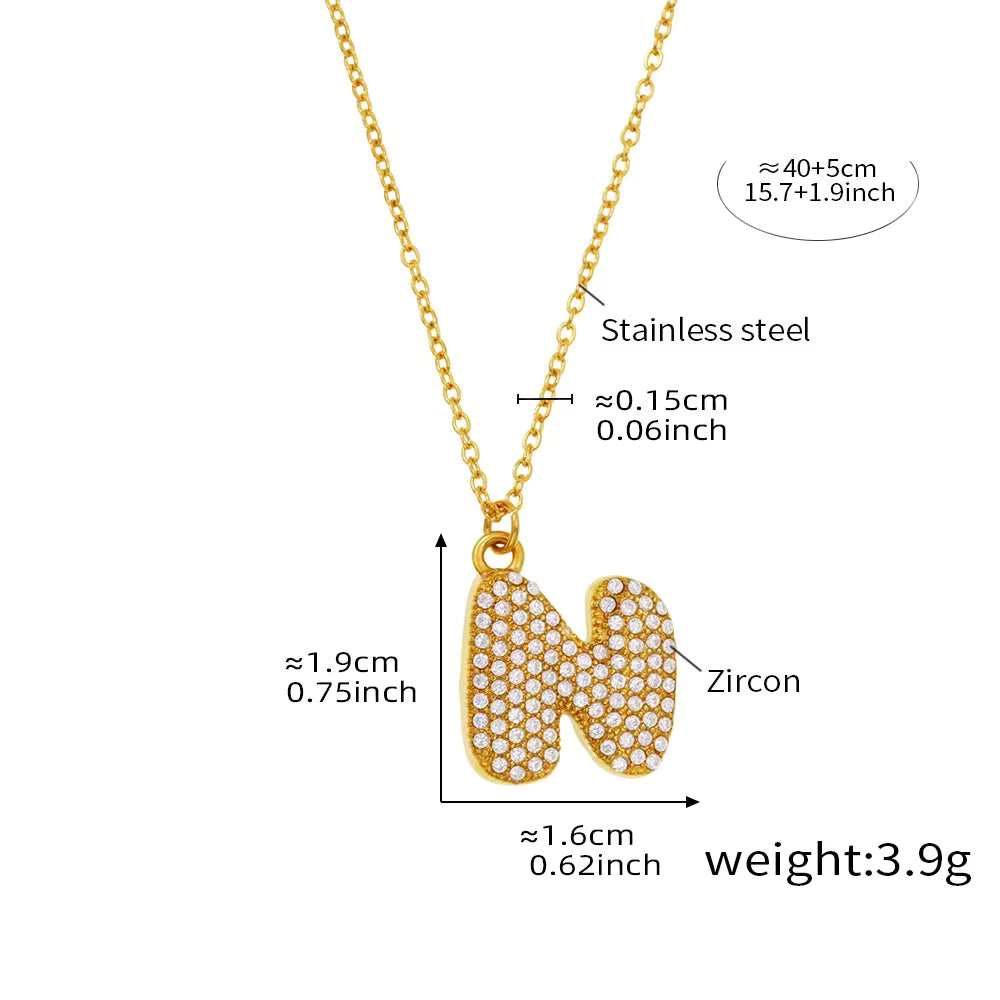 18K Gold Plated Mini Zircon Alphabet Pendant Necklace – A–Z Initial Necklace for Women
