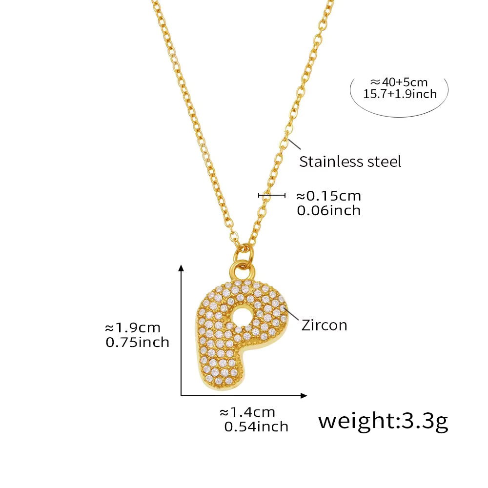 18K Gold Plated Mini Zircon Alphabet Pendant Necklace – A–Z Initial Necklace for Women