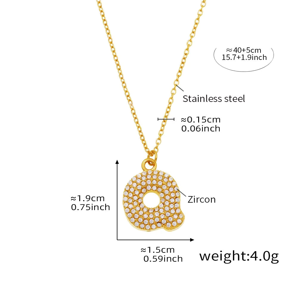 18K Gold Plated Mini Zircon Alphabet Pendant Necklace – A–Z Initial Necklace for Women