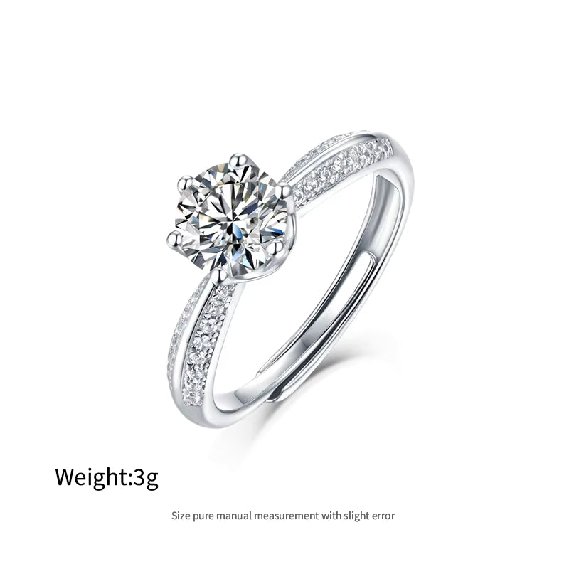 1ct–5ct Moissanite Engagement Ring in S925 Sterling Silver – Heart & Star Designs