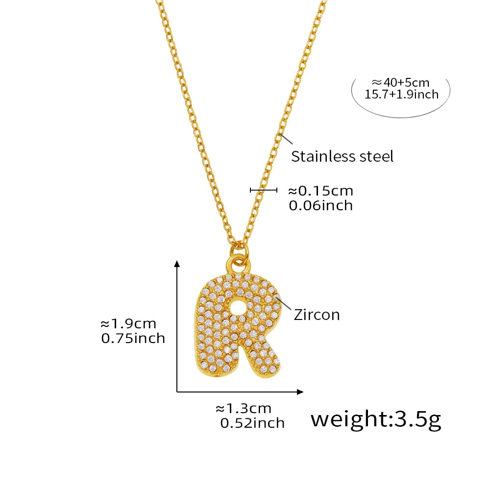 18K Gold Plated Mini Zircon Alphabet Pendant Necklace – A–Z Initial Necklace for Women