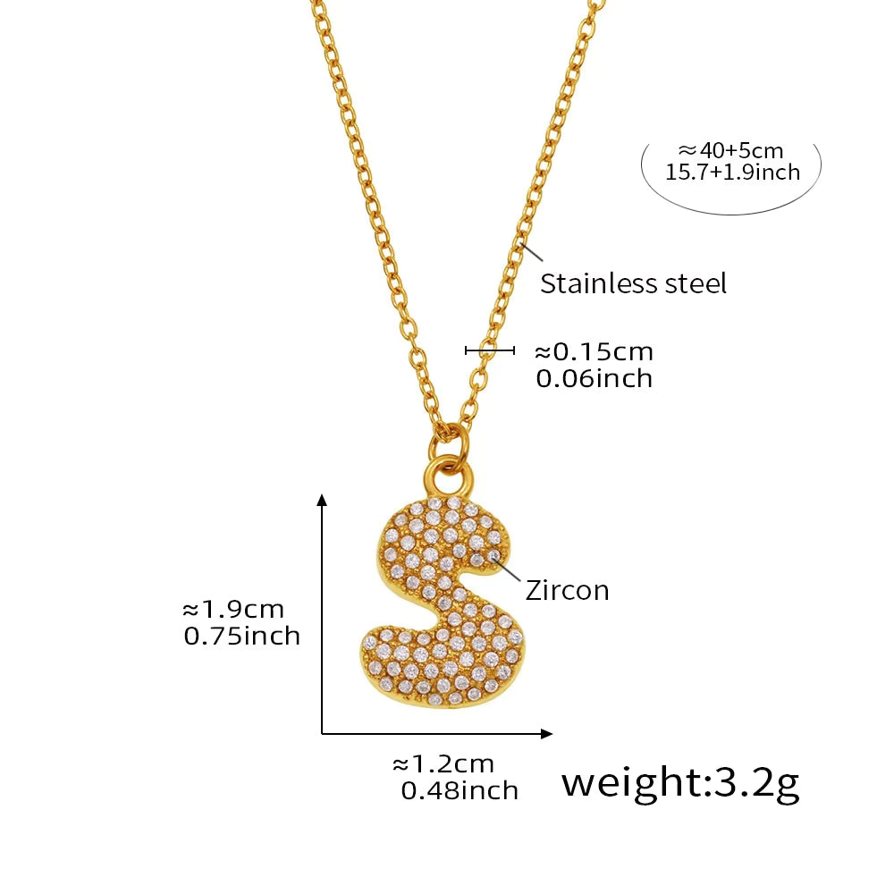 18K Gold Plated Mini Zircon Alphabet Pendant Necklace – A–Z Initial Necklace for Women