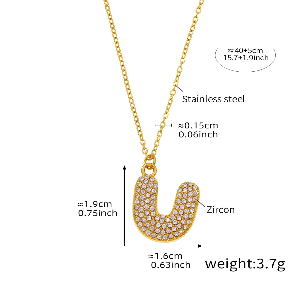 18K Gold Plated Mini Zircon Alphabet Pendant Necklace – A–Z Initial Necklace for Women