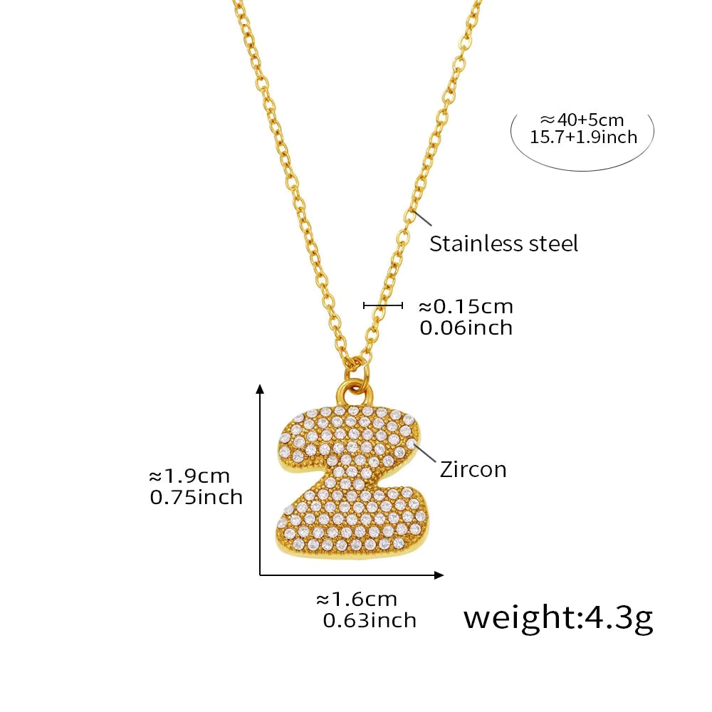 18K Gold Plated Mini Zircon Alphabet Pendant Necklace – A–Z Initial Necklace for Women