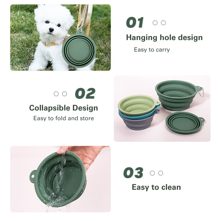 Silicone Foldable Pet Bowl 400/1000ml for Portable Travel Dog Water Food Bowl BPA Free Feeding