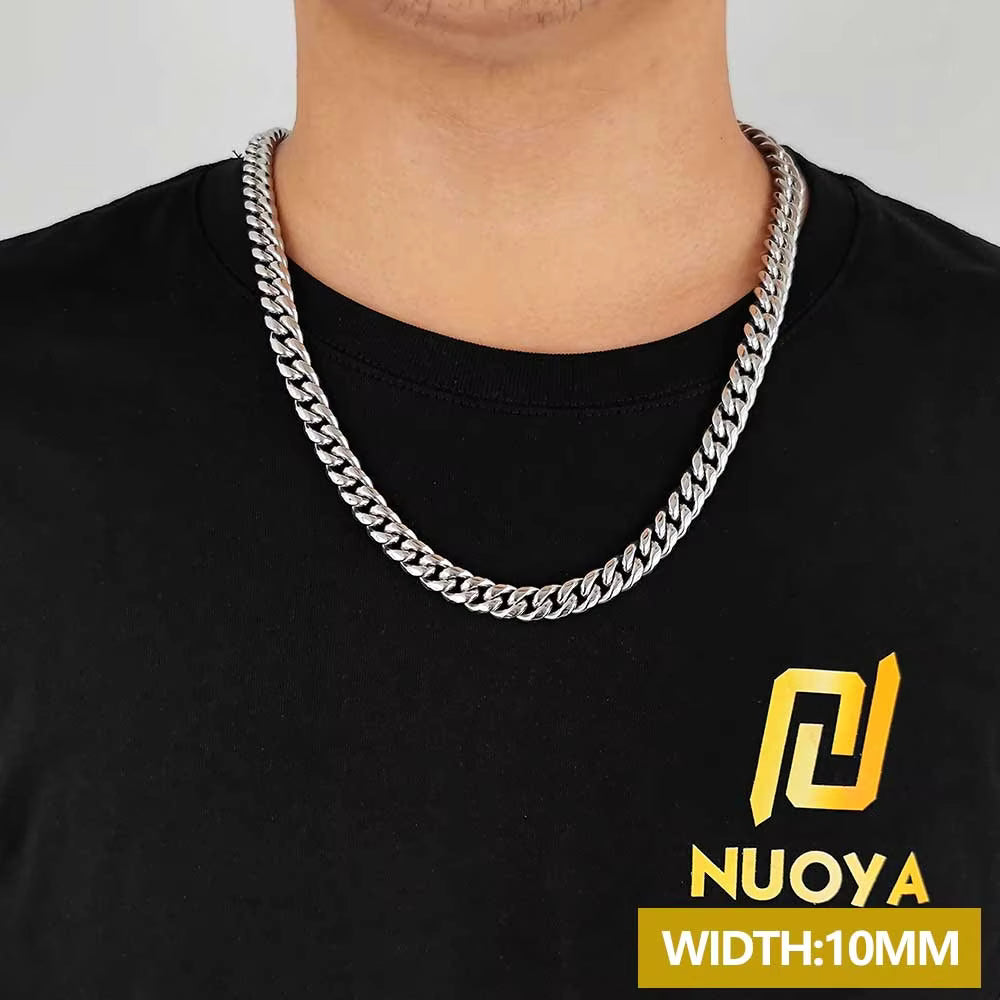 Hip Hop Trendy Cuban Link Chain Necklace for Women – Gold Plated Stainless Steel Choker