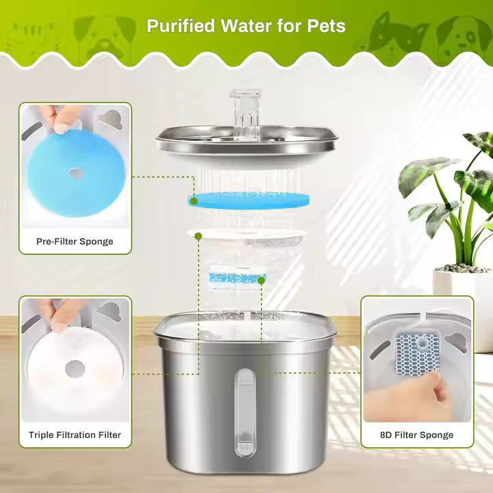 Automatic Stainless Steel Pet Water Dispenser – Safe & Removable Bowl for Cats, Dogs, and Small Animals