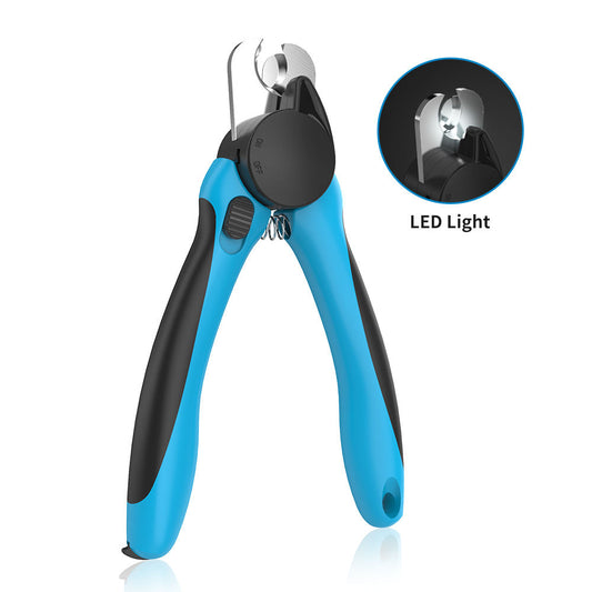 LED Pet Nail Clippers with Safety Guard – Stainless Steel Cutter & Free Nail File