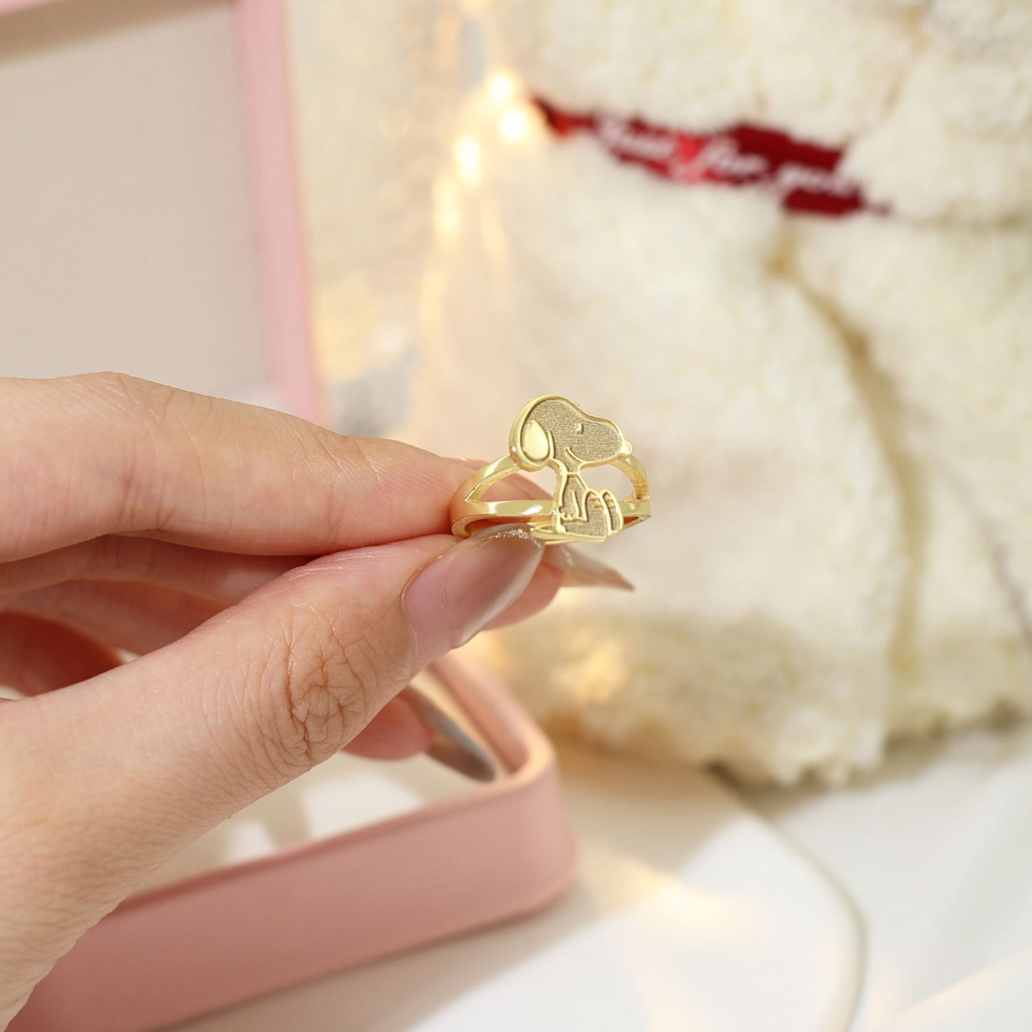 Cute Cartoon Animal Ring – Gold Plated Adjustable Stainless Steel Jewelry for Women and Girls