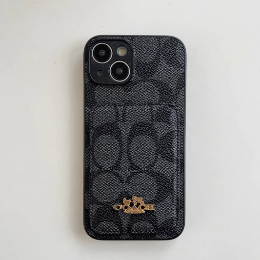 Luxury Leather Card Holder Phone Case – Anti-Drop Back Cover for iPhone 13 to 16 Pro Max