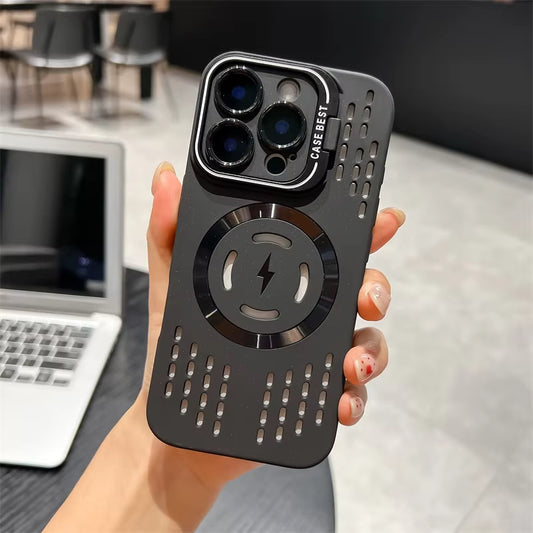 Heat Dissipation Magnetic Phone case with Camera Frame Holder for iPhone 16 case Phone Cover with Kickstand for iPhone 16 Pro