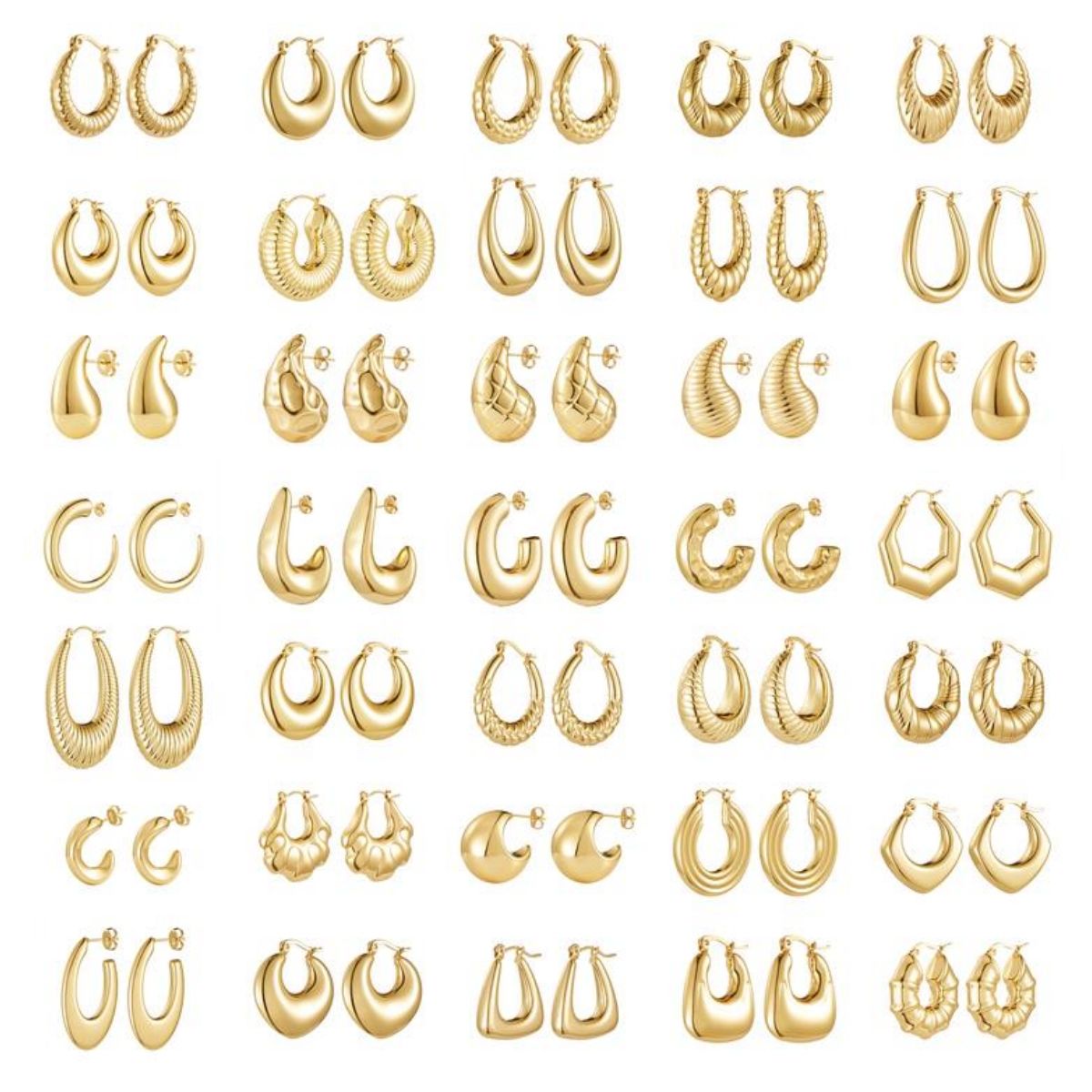 Stainless Steel Fashion Earrings – Big Gold Hoop & Hypoallergenic Studs for Women
