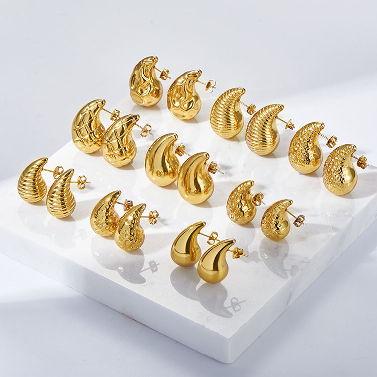 Stainless Steel Fashion Earrings – Big Gold Hoop & Hypoallergenic Studs for Women