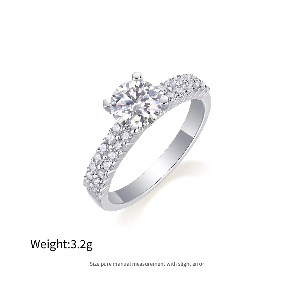 1ct–5ct Moissanite Engagement Ring in S925 Sterling Silver – Heart & Star Designs