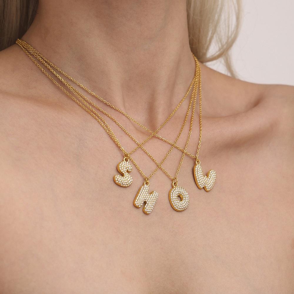 18K Gold Plated Mini Zircon Alphabet Pendant Necklace – A–Z Initial Necklace for Women