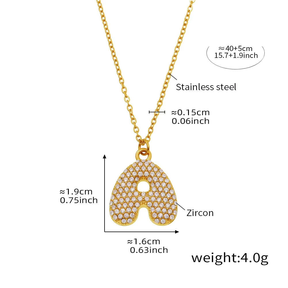 18K Gold Plated Mini Zircon Alphabet Pendant Necklace – A–Z Initial Necklace for Women